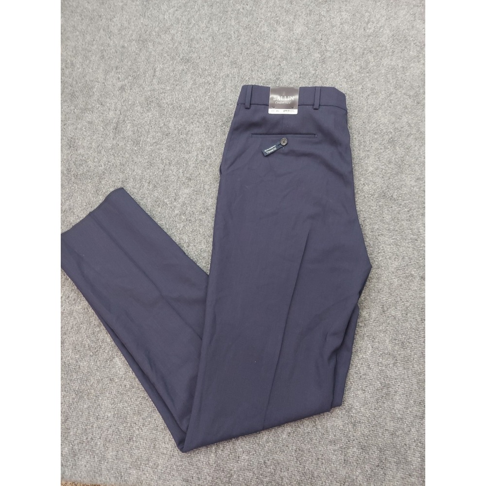 Ballin Pants Mens 35 Blue Super 120s Wool Dunhill Comfort Eze Unhemmed NWT